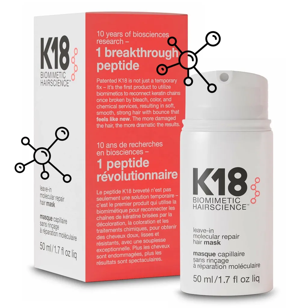 قناع إصلاح الشعر الجزيئي بدون شطف - علاج للشعر التالف | K18