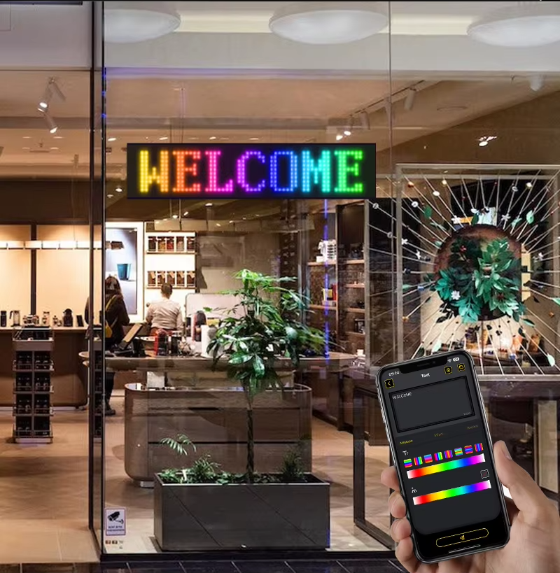 لافتة LED للسيارة من بيجثري، لافتة بتصميم عيون LED لزجاج مقدمة السيارة، لافتة عيون الشيطان للسيارات وشاشة LED مرنة لزجاج مقدمة السيارة مع تطبيق تحكم وجهاز تحكم عن بعد