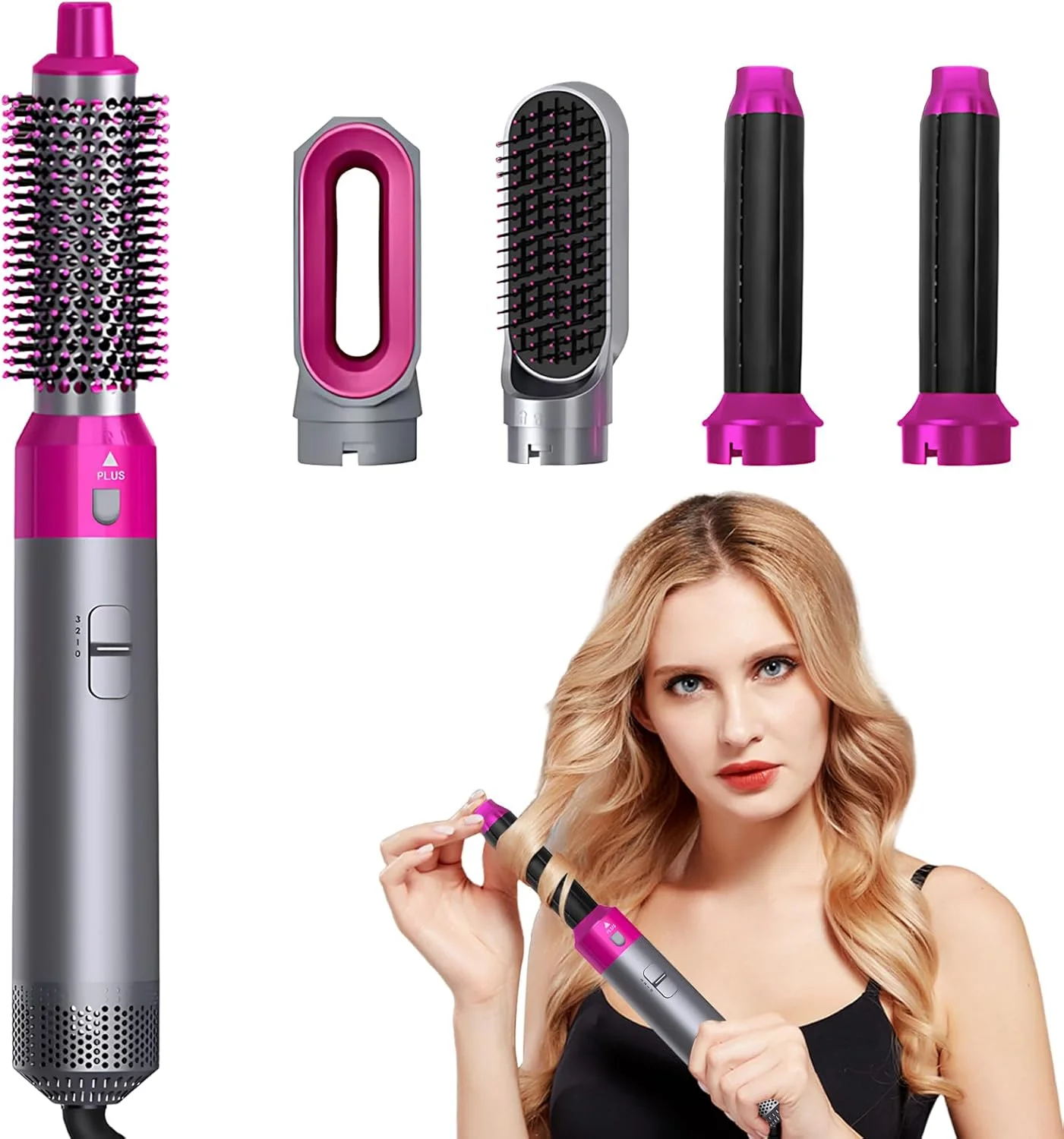 مجفف شعر 5 في 1 مع فرشاة ومكواة تجعيد