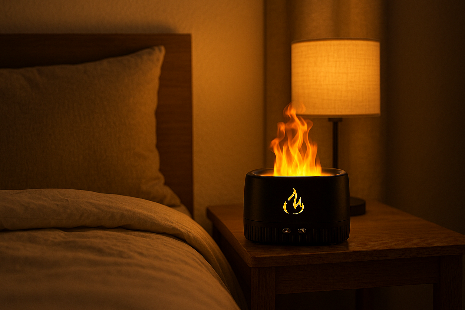 مرطب هواء لهب 250 مل بميزة التوقيت الذكي USB، ناشر روائح مع إضاءة LED محاكاة النار ومصباح ليلي