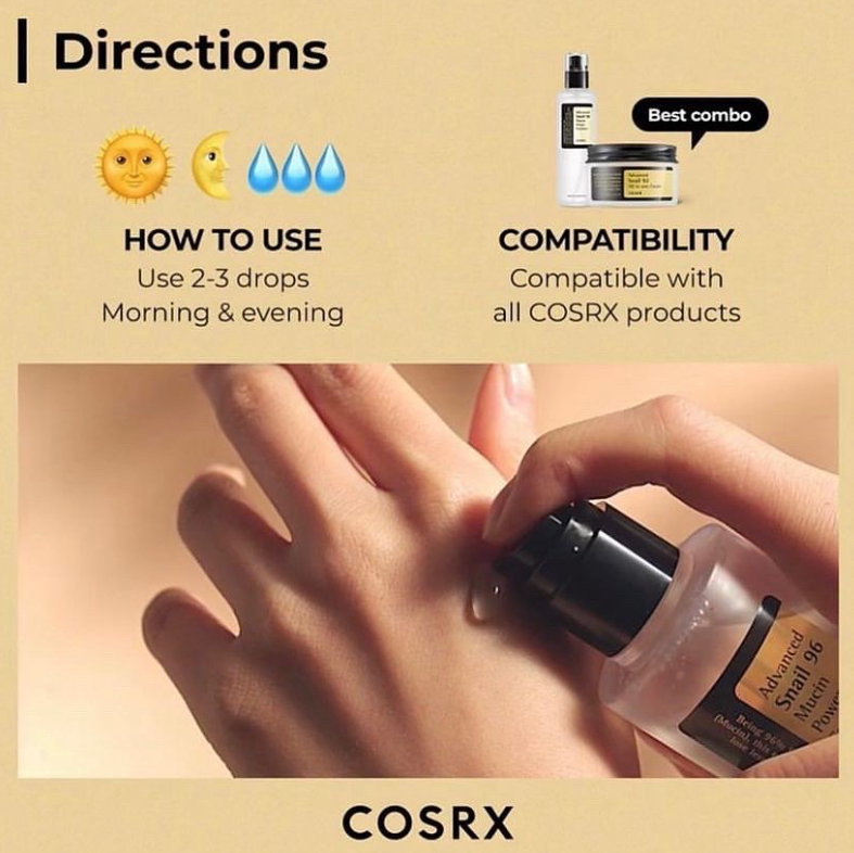 COSRX - سيروم الحلزون المتقدم 96 لترطيب وتجديد البشرة  (100ML)
