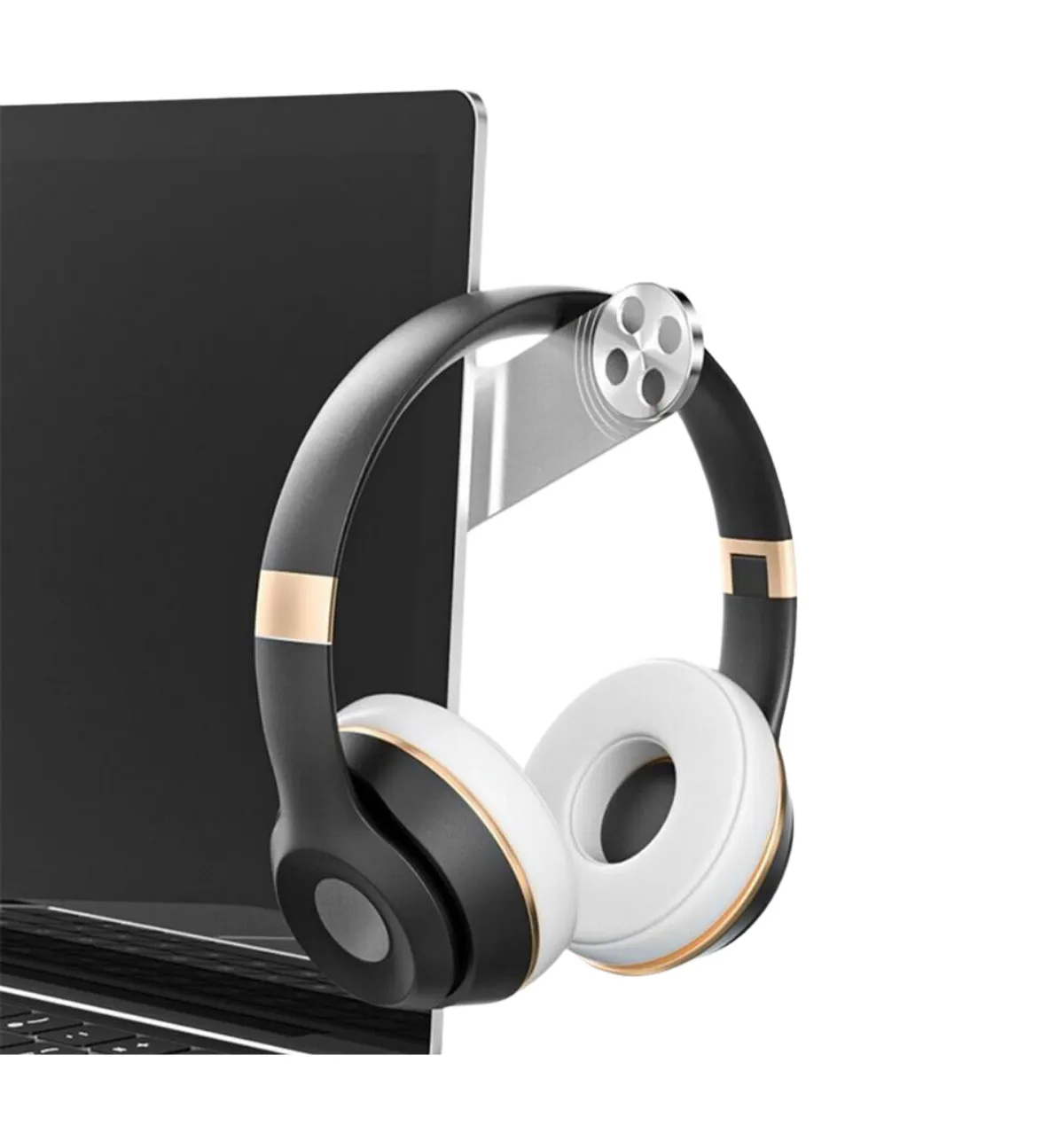 حامل محمول من سبائك الألمنيوم باللون الأسود/الفضي لتمديد شاشة الكمبيوتر المحمول، و حامل هاتف محمول لشاشة مزدوجة