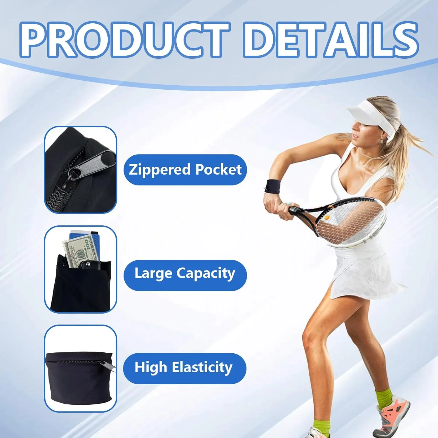 سوار معصم متعدد الاستخدامات بجيب مخفي – مثالي لكمال الأجسام والأنشطة الخارجية