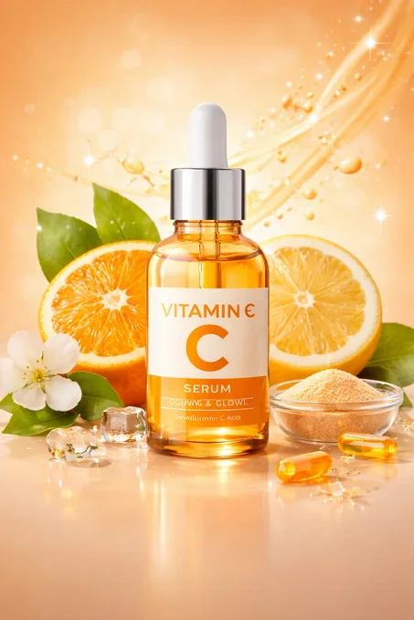 🍊 سيروم فيتامين C عالي الجودة، الحل المثالي لتفتيح البشرة، توحيد لونها، ومحاربة علامات التعب والتقدم في السن.