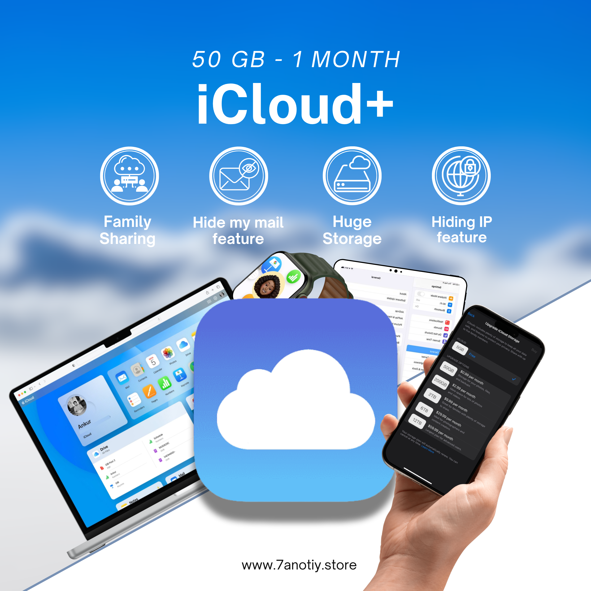 ☁️ iCloud+ 50GB - زيد فالمساحة ديال آيفونك بـ 19 درهم للشهر فقط! ✅