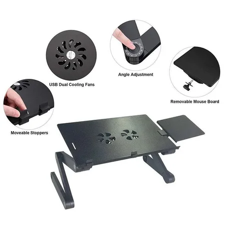 طاولة كمبيوتر ، قابلة للتعديل ، قابلة للطي ، حامل ماوس ، مراوح تبريد مزدوجة