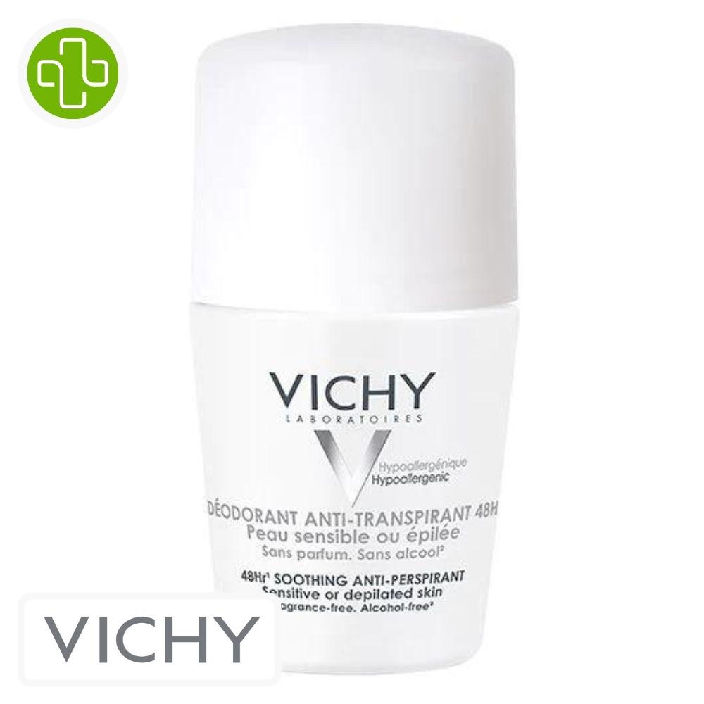 Vichy Déodorant Roll-On Anti-Transpirant Peau Sensible ou Épilée 48h – 50ml