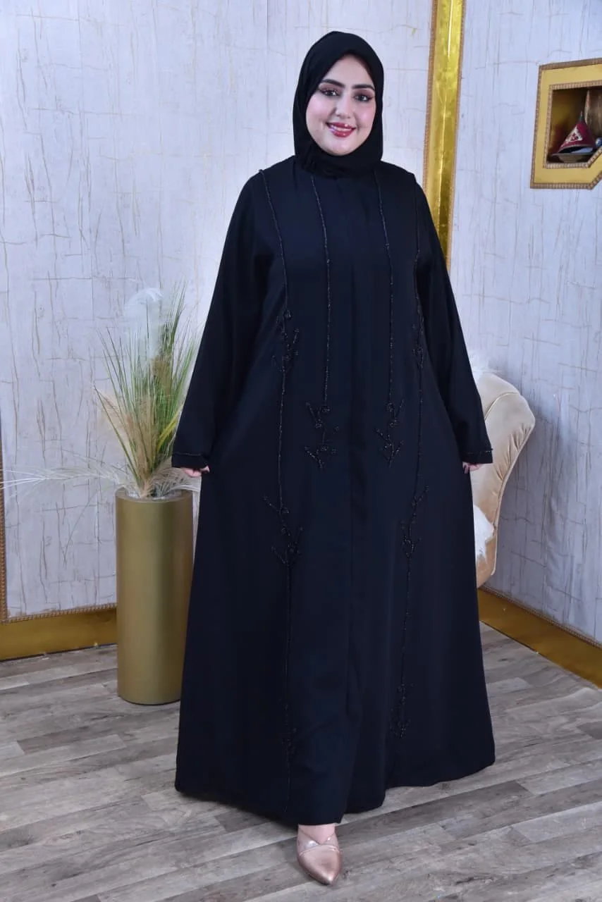 عباية بالشال حرير فاخرة بعقيق الزمرد