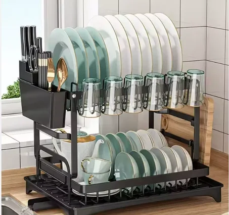 رف تجفيف الأطباق متعدد الطبقات