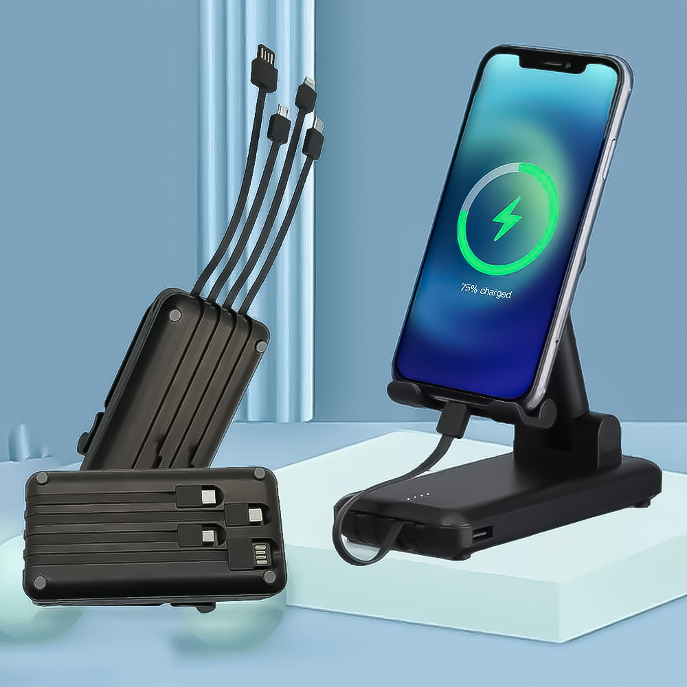 Power Bank For all  باور بنك متعدد المخارج مع حامل هاتف