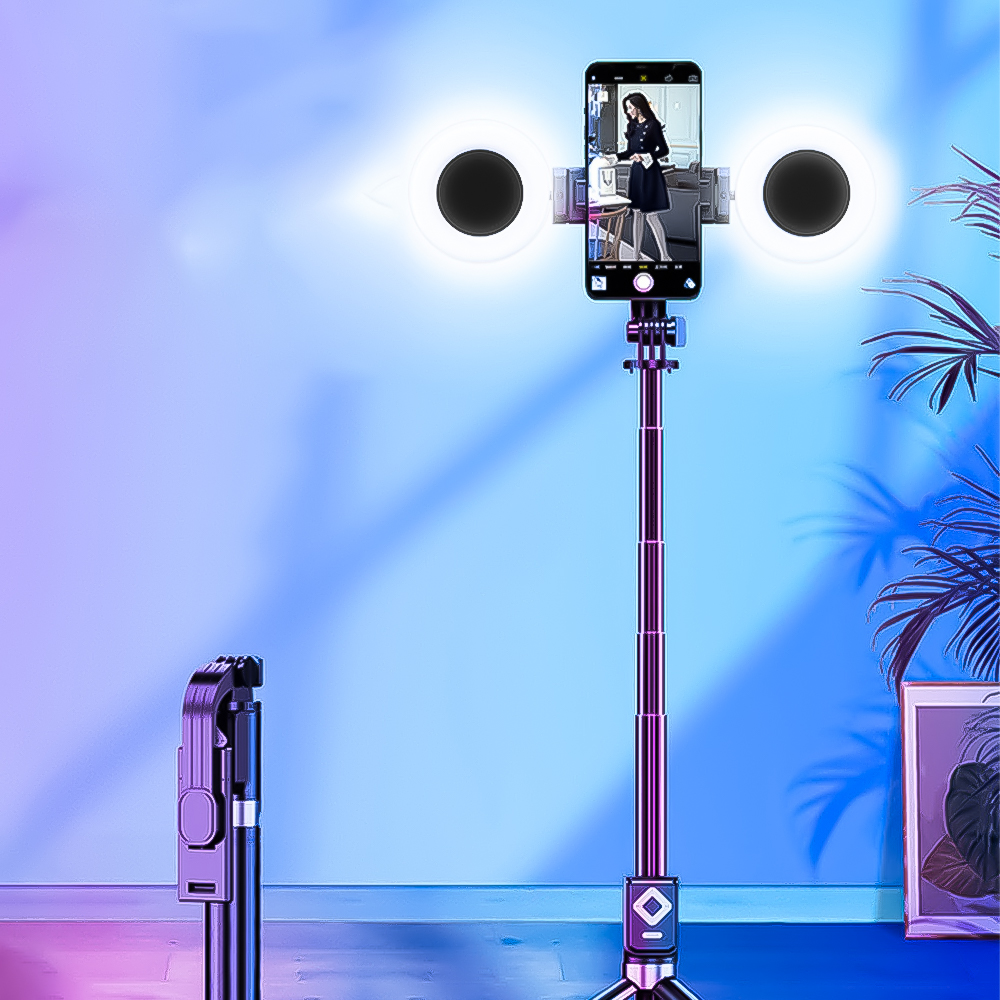 Selfie Stick With Ring Light سيلفي ستيك 2 × 1