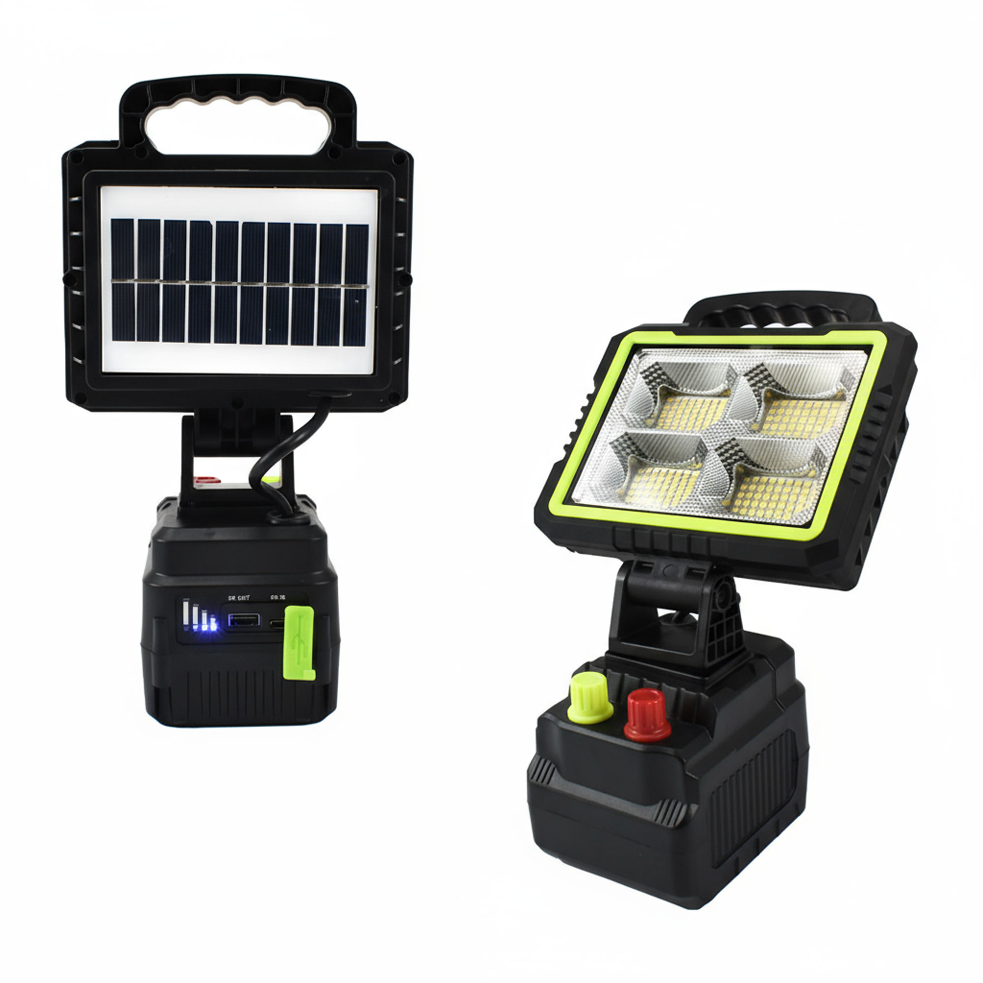 مصباح كشاف محمول يعمل بالطاقة الشمسية متعدد الوظائف