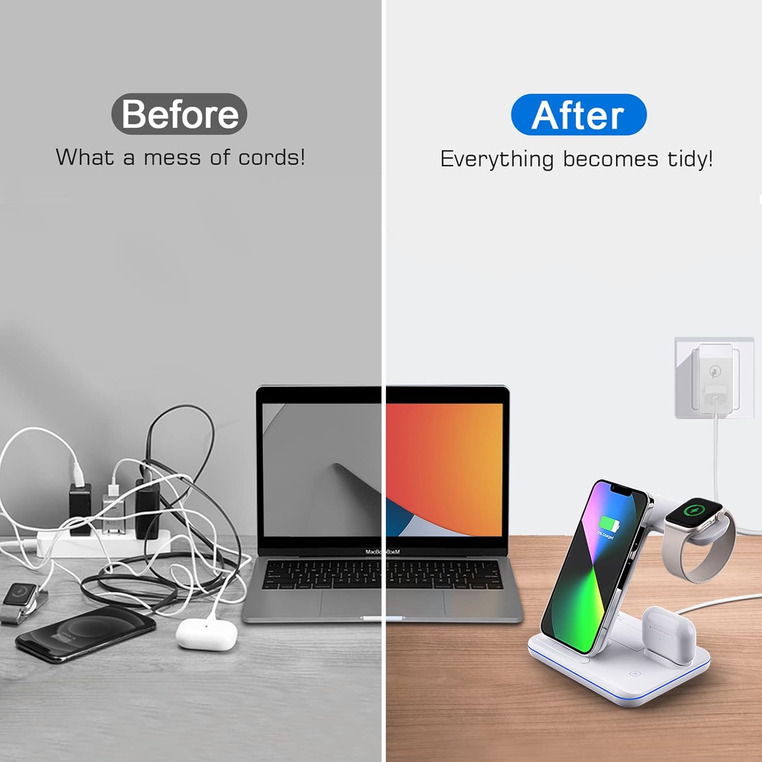 • شاحن لاسلكي، قاعدة شحن لاسلكية 3 في 1