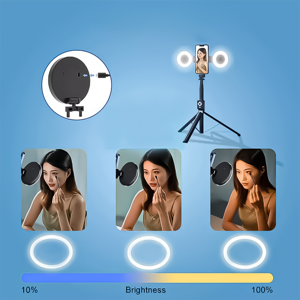 Selfie Stick With Ring Light سيلفي ستيك 2 × 1