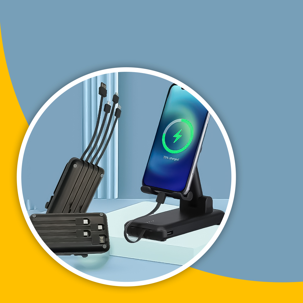 Power Bank For all  باور بنك متعدد المخارج مع حامل هاتف