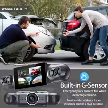 داش كام للسيارة بأربع عدسات Denx بضمان عامين