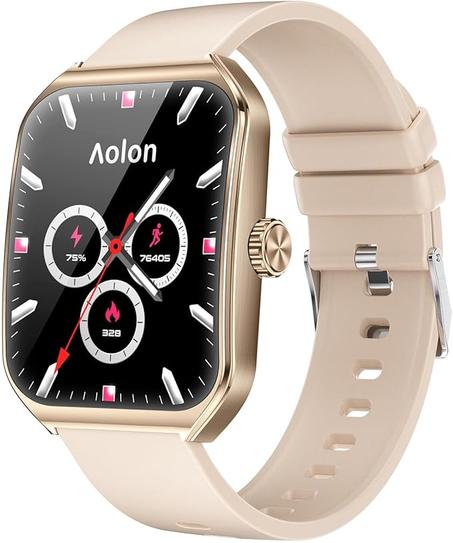 IP68 لاندرويد و iOS .  ساعة ذكية كيرف للرجال والنساء من اولون (رد/اجراء مكالمة)، متتبع لياقة بدنية 5 سم مع اكثر من 120 وضع رياضي، مراقب معدل ضربات القلب والنوم والاكسجين في الدم  مقاومة للما