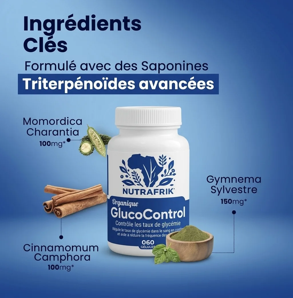 GLUCO CONTROL NUTRAFRIK  Aidez à gérer votre diabète et à stabiliser naturellement votre glycémie fluctuante grâce
