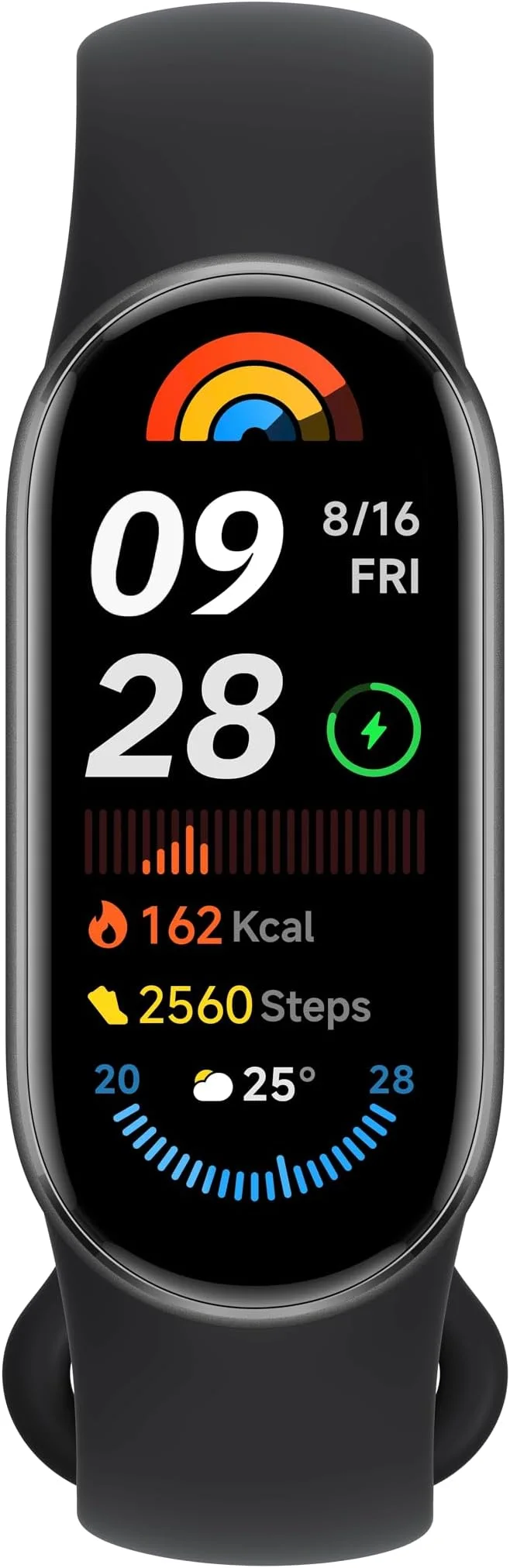 سوار سمارت باند 9 من شاومي شاشة اموليد مقاس 1.62 بوصة بطارية بسعة 233 مللي أمبير عمر يصل إلى 21 يوماً أكثر من 150 وضع رياضي بلوتوث 5.4 مقاوم للماء حتى 50 متر اللون الفضي الجليدي أسود