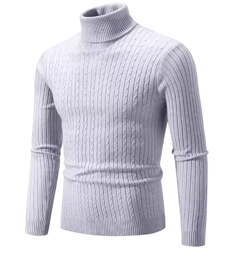 جديد الرجال سترة عالية الرقبة بلون البلوز محبوك الدافئة عادية الياقة المدورة البلوز الصوفية رجالي الشتاء في الهواء الطلق القمم