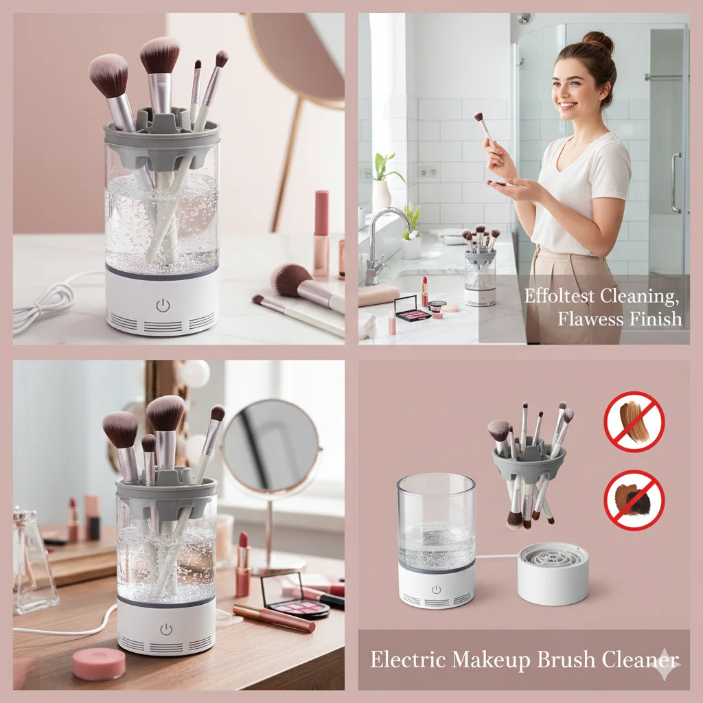 منظف فرش المكياج الكهربائي الأوتوماتيكي