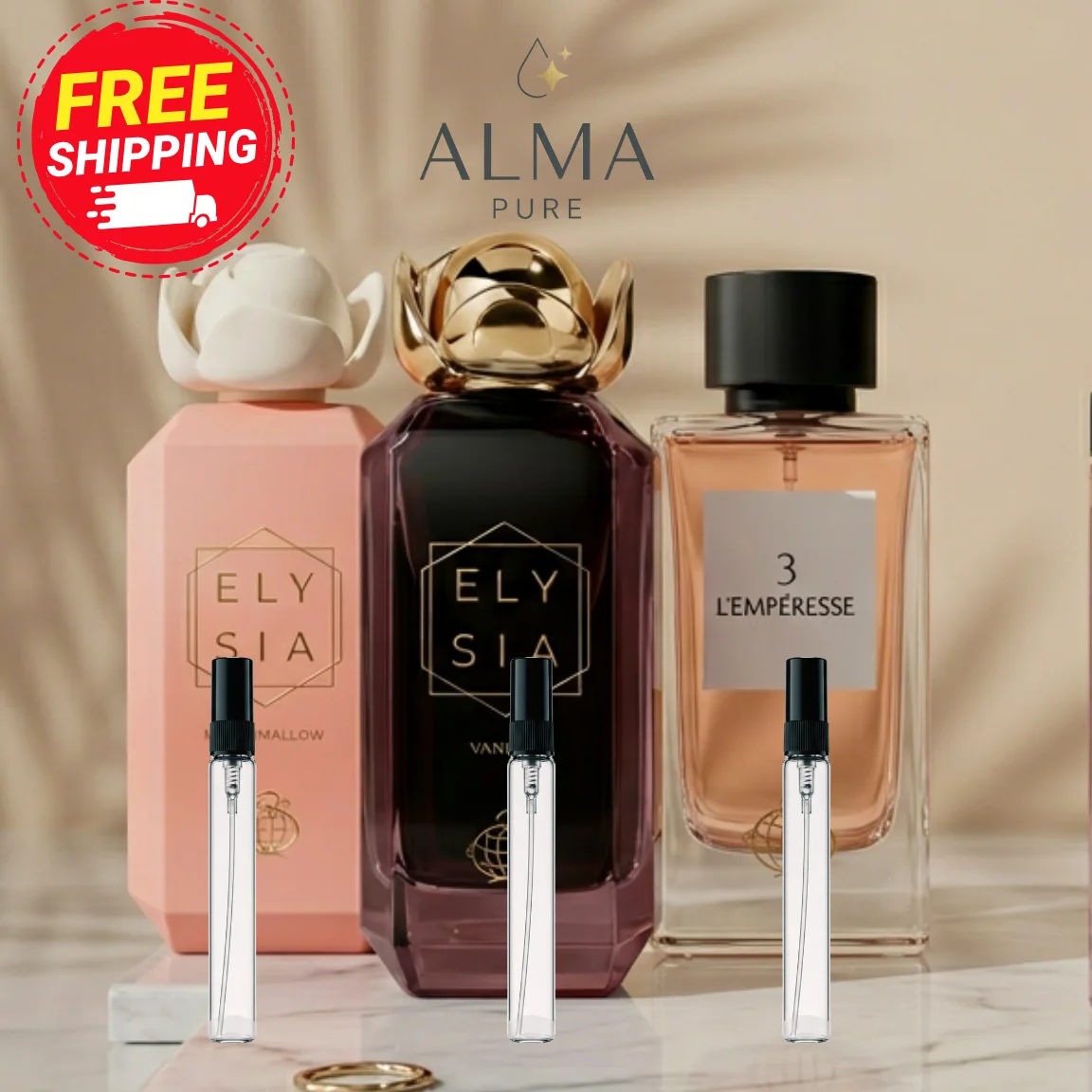 Pack Discovery Sweet & Elegant- 3 Decants Parfums (Elysia Marshmallow ,Elysia Vanille ,L'Emperesse)