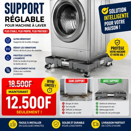✨ Support Réglable pour Machine à Laver & Réfrigérateur ✨