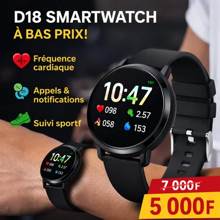 D18 Smart Watch pour Femmes et Hommes BRACELER ROUGE NOIR BLEU VERT DISPO
