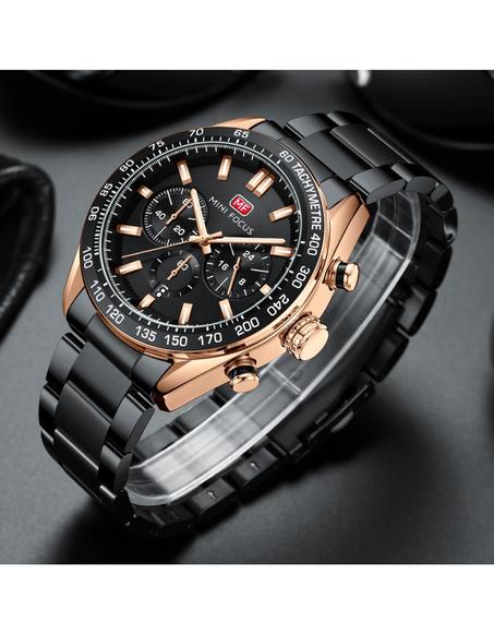 MINI FOCUS – montre-bracelet à Quartz pour hommes, en acier inoxydable, étanche, chronographe, à la mode