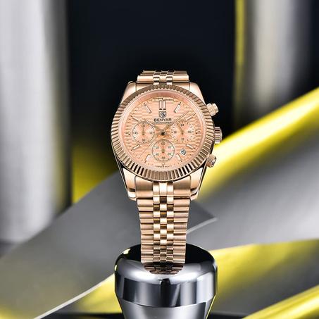 Roll over image to zoom in Brand: BY BENYAR BENYAR-Men's Fashion Watch, Stainless Steel Strap Watch, Perfect Quartz