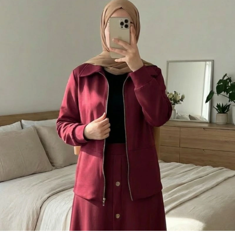 طقم نسائي محتشم: جاكيت + تنورة طويلة 💖
