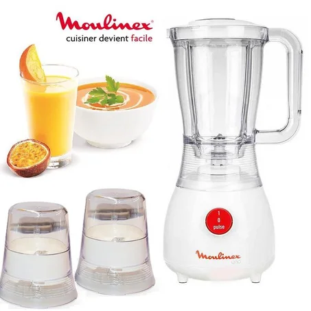 Moulinex Uno LM2221BM ، 350 واط ، 1 سرعة ، 1.25L صحن بلاستيك متدرج