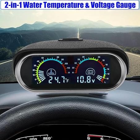 جهاز قياس 2 في 1 (حرارة ماء المحرك + فولتية البطارية)