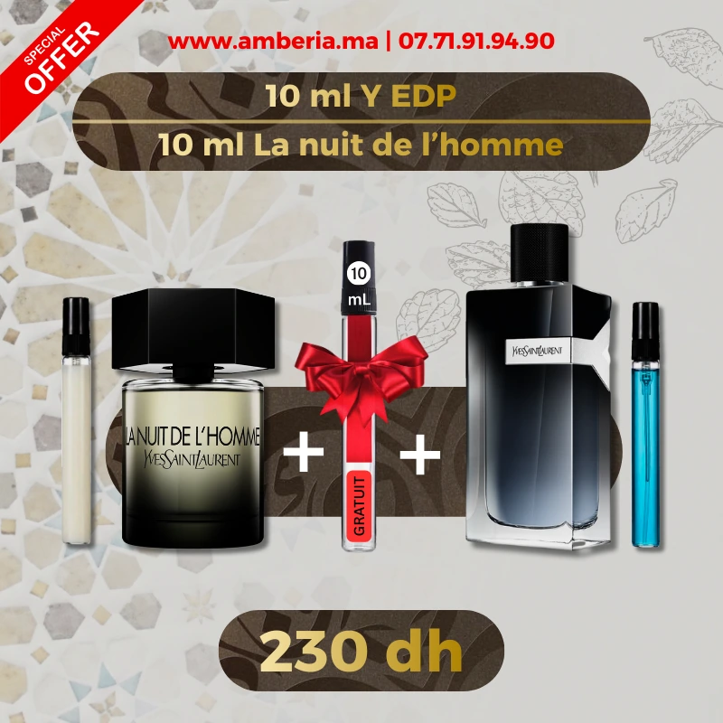 10ml La nuit de l'homme et 10ml Y edp et 10ml gratuit