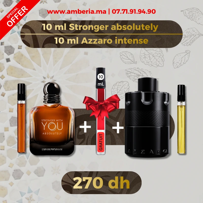 10ml Stronger absolutely et 10ml azzaro intense et 10ml gratuit
