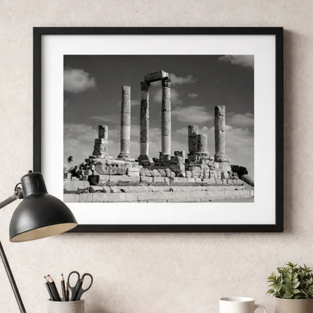 لوحة معبد هرقل - أبيض وأسود (40x50 cm)