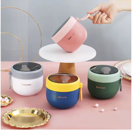 600ML 304 Stainless Steel Soup Noodle Bowls with Lid Microwave Safe Lunch Box Students Office School Reusable Food Container