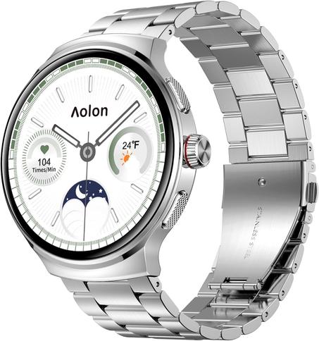 ساعة ذكية للرجال من اولون (رد/اجراء مكالمات)، شاشة اموليد 1.43 انش، اكثر من 100 وضع رياضي لتتبع اللياقة البدنية، مقاومة للماء IP68، معدل ضربات القلب/تشبع الاكسجين/مراقب الصحة لاندرويد/iOS، سو