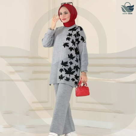 Ensemble Chic en Laine | Gris | Taille Standard