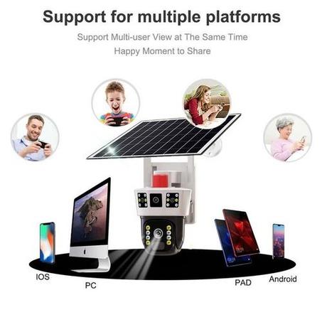 Caméra solaire 4G 12MP sans fil 3 LENS solaire 6K V380 pro