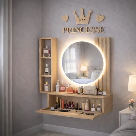 مرآة مكياج عصرية بتصميم طبيعي