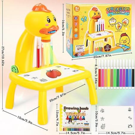 Mesa de proyección para niños con dibujos (amarilla)
