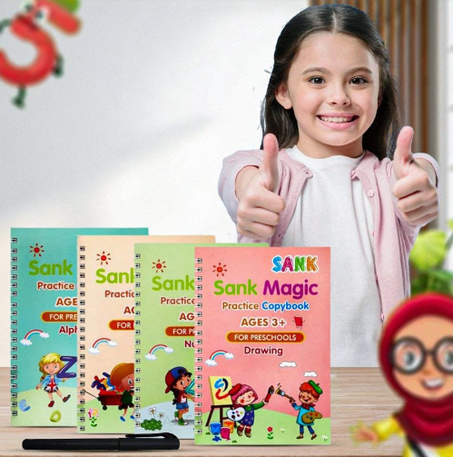 Libros de caligrafía para niños (4 piezas)