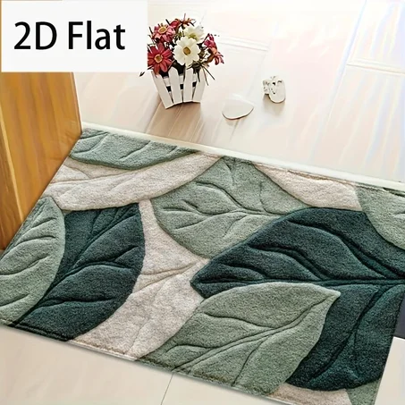 🌿 Leaf Pattern Soft Floor Mat – Natural Style Home Decoration Rug
