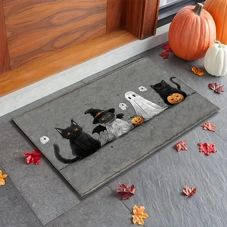 🎃 Halloween Cat Door Mat – Cute Spooky Home Decoration Mat