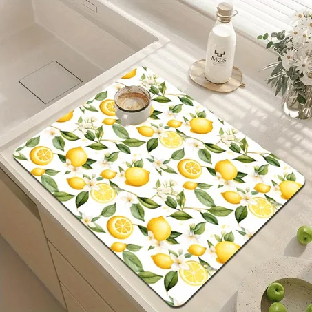 🍋 Fresh Lemon Kitchen Mat – Soft Memory Foam Non-Slip Water Resistant Floor Rug for Home