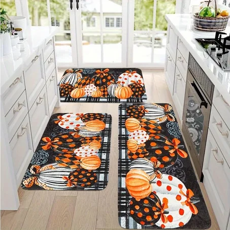 Pumpkin Kitchen Mat Set 🎃