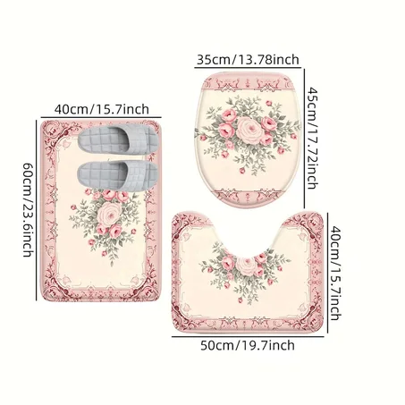 🌸 Floral Bathroom Mat – Soft Non-Slip Bath Rug For A Cozy & Elegant Home Stylish Kitchen Floor Mat Decorative Entrance Doormat Sweet Home Ess
