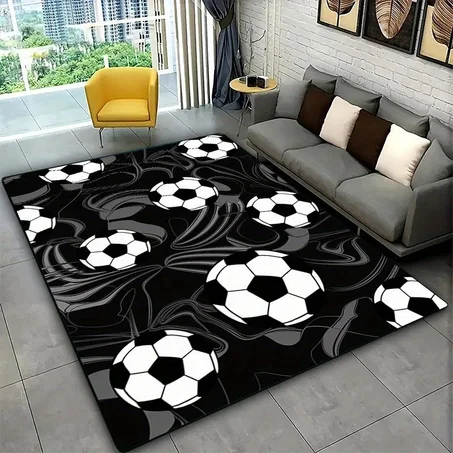 ⚽ Football Pattern Memory Foam Floor Rug – Soft Non-Slip Soccer Mat for Bedroom, Living Room & Home Decoration