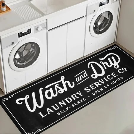Laundry Room Door Mat – Modern Wash & Dry Floor Rug